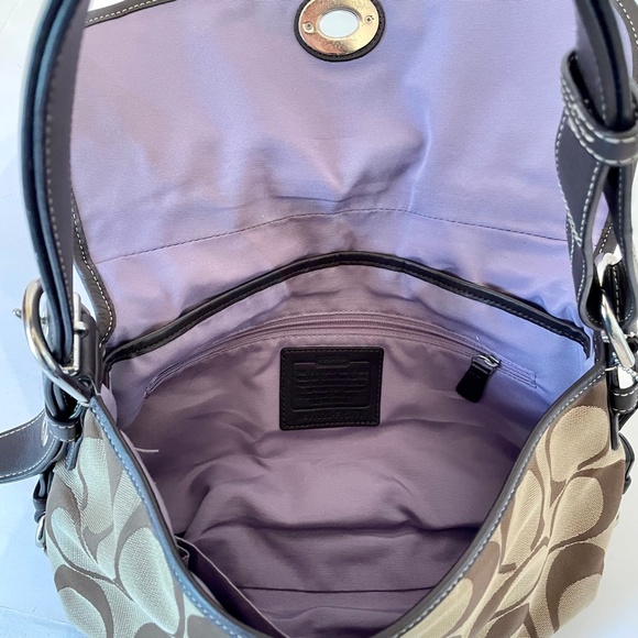 Coach Khaki Signature Canvas Convertible Flap Duffle Shoulder Crossbody Bag - Picture 7 of 16